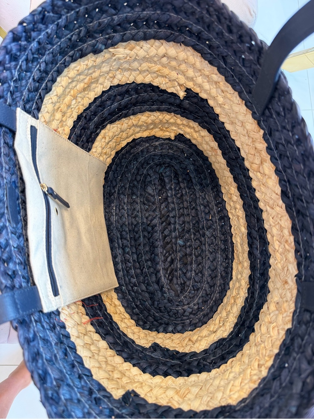 Sold Out Kate Spade Navy Natural & Orange Script “Out & About” Straw Stripe Tote - Picture 7 of 10